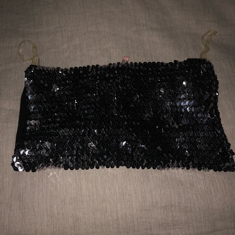 Silver Sequins Strapless Top / VS Panty